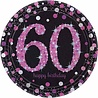 Amscan Borden 60 jaar Happy Birthday Sparkling Roze 23cm | 8 stuks Amscan Borden 60 jaar Happy Birthday Sparkling Roze 23cm | 8 stuks