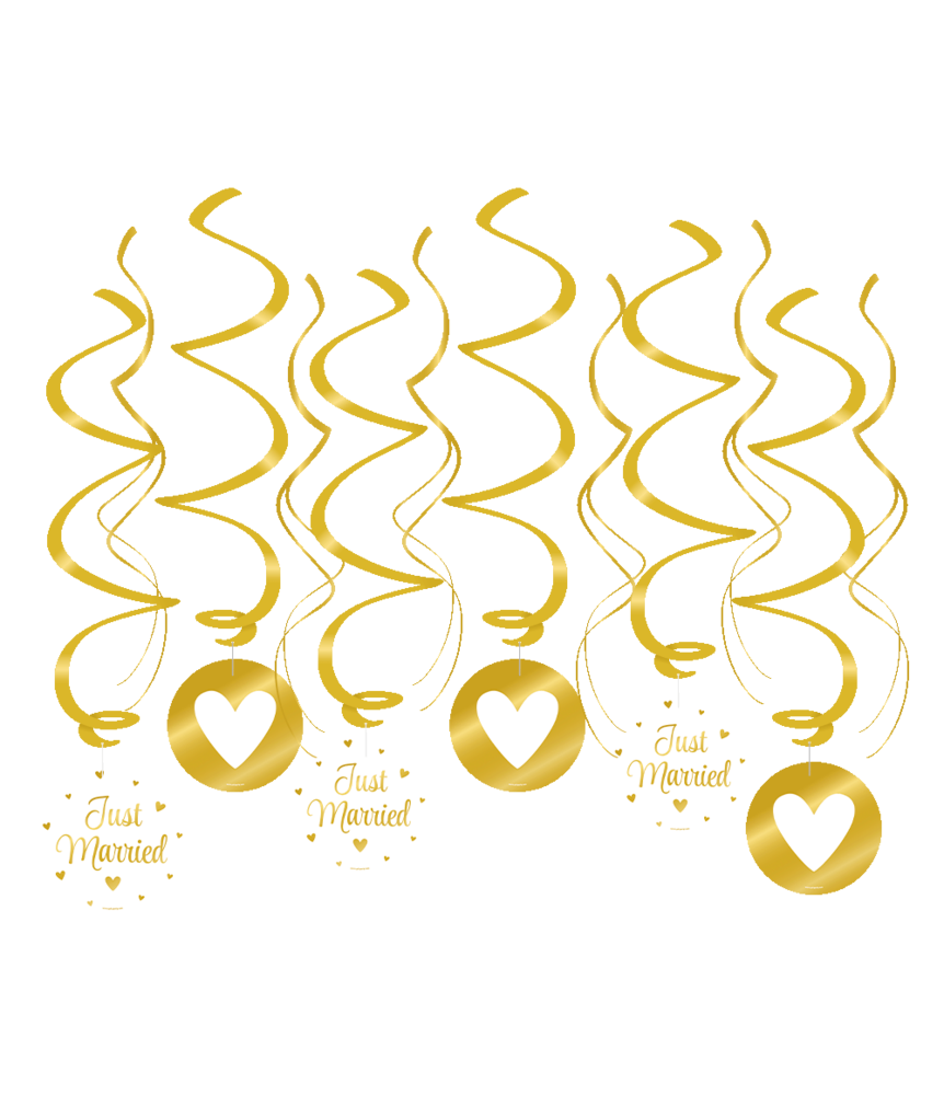 Paper Dreams Just Married Swirls wit-goud 70cm | 12-delig Paper Dreams Just Married Swirls wit-goud 70cm | 12-delig