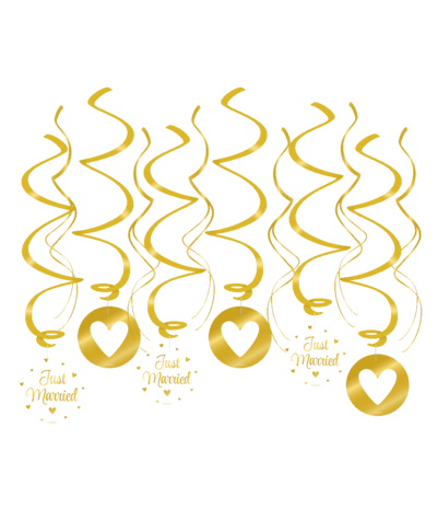 Paper Dreams Just Married Swirls wit-goud 70cm | 12-delig Paper Dreams Just Married Swirls wit-goud 70cm | 12-delig