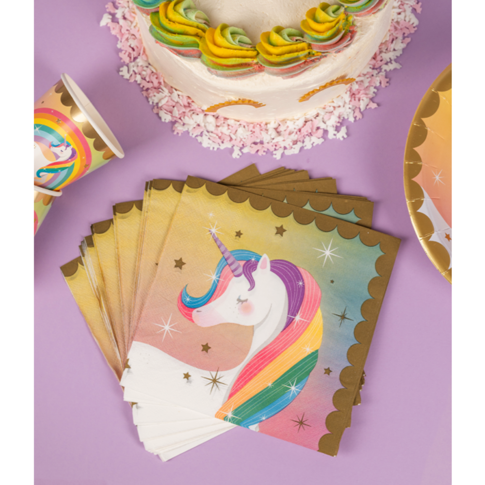 Paper Dreams Serviettes de table Licorne 33 x 33 cm | 16 pièces