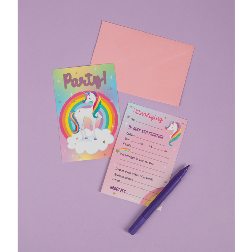Paper Dreams Unicorn Party Uitnodigingen | 6 stuks Paper Dreams Unicorn Party Uitnodigingen | 6 stuks