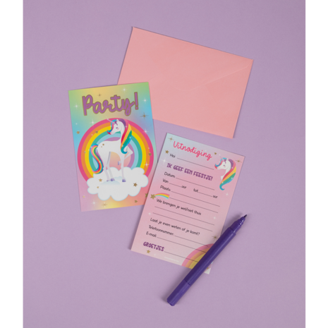 Paper Dreams Unicorn Party Uitnodigingen | 6 stuks Paper Dreams Unicorn Party Uitnodigingen | 6 stuks