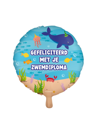 Paper Dreams Ballon en aluminium avec certificat de natation obtenu, 46 cm | à l'unité