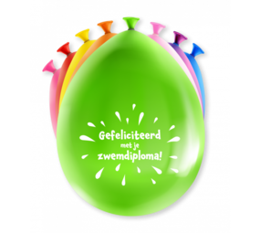 Paper Dreams Ballonnen Zwemdiploma Gehaald | 8 stuks Paper Dreams Ballonnen Zwemdiploma Gehaald | 8 stuks
