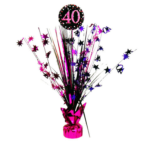 Amscan Décoration de table 40 ans Rose scintillant | 46 cm