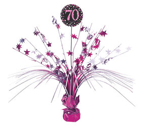 Amscan Tischdekoration „70 Jahre Funkelndes Rosa“ | 46 cm