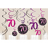 Amscan Decoratie Swirls 70 jaar Sparkling Roze | 12 stuks