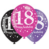 Amscan 18th Birthday Balloons Sparkling Pink 27.5cm | 6 pieces