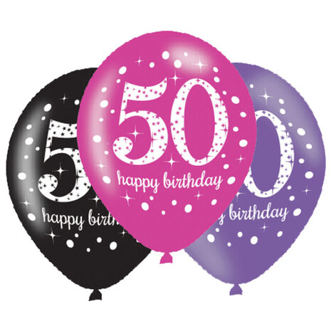 Amscan Ballons rose pailleté pour 50e anniversaire, 27,5 cm | 6 pièces