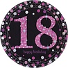 Amscan Assiettes roses scintillantes « 18 ans » 23 cm | 8 pièces Amscan Assiettes roses scintillantes « 18 ans » 23 cm | 8 pièces