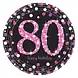 Amscan 80 Years Happy Birthday Sparkling Pink Plates 23cm | 8 pieces