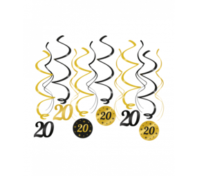 Paper Dreams Hangdecoratie Swirls 20 jaar Classy 70x14cm | 12 stuks Paper Dreams Hangdecoratie Swirls 20 jaar Classy 70x14cm | 12 stuks