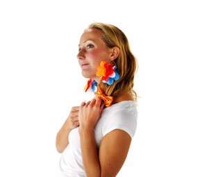 Folat Boucles d'oreilles fleurs orange-rouge-blanc-bleu