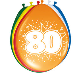 Folat 80. Geburtstagsballons, 30 cm | 8 Stück