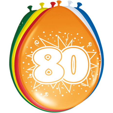 Folat 80th Birthday Balloons 30cm | 8 pieces
