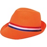 Folat Chapeau trilby orange avec bande rouge-blanc-bleu | à l'unité Folat Chapeau trilby orange avec bande rouge-blanc-bleu | à l'unité