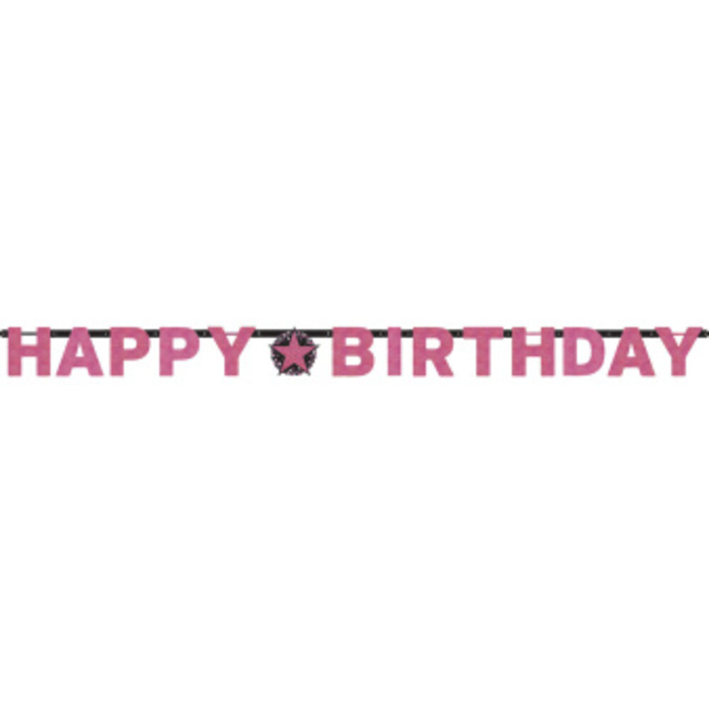Amscan Letterslinger Happy Birthday Sparkling Pink 213x16cm | per stuk Amscan Letterslinger Happy Birthday Sparkling Pink 213x16cm | per stuk