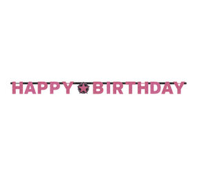 Amscan Letterslinger Happy Birthday Sparkling Pink 213x16cm | per stuk