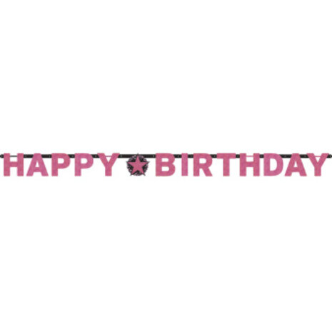 Amscan Letterslinger Happy Birthday Sparkling Pink 213x16cm | per stuk Amscan Letterslinger Happy Birthday Sparkling Pink 213x16cm | per stuk