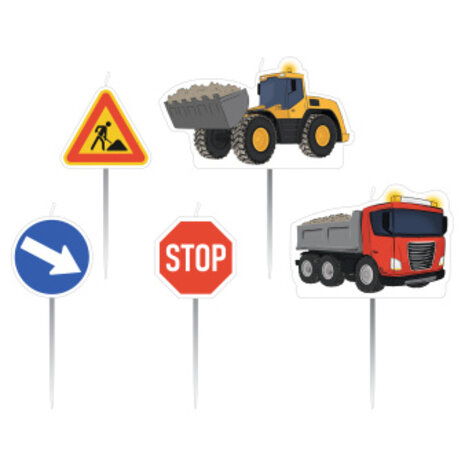 Amscan Construction Cake Topper Candles | 5 pieces