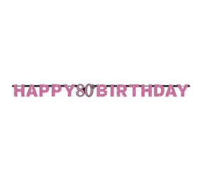 Amscan Letterslinger Happy 80 Birthday Sparkling Pink 213x16cm | per stuk Amscan Letterslinger Happy 80 Birthday Sparkling Pink 213x16cm | per stuk