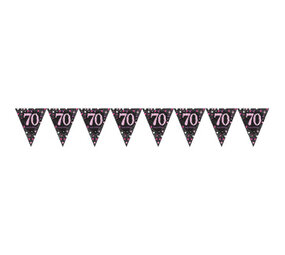 Amscan Flaggengirlande 70 Glitzernd Schwarz-Rosa 4 m | pro Stück