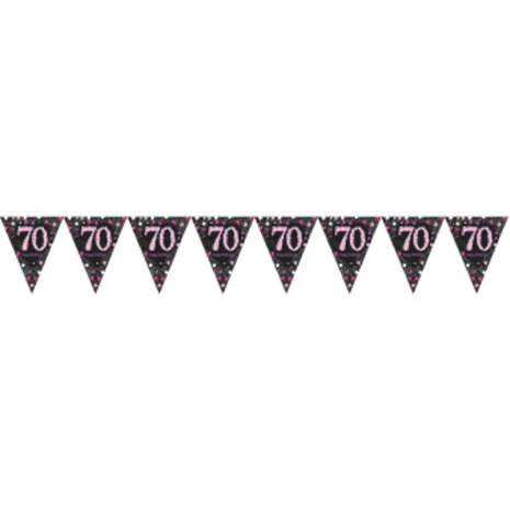 Amscan Flaggengirlande 70 Glitzernd Schwarz-Rosa 4 m | pro Stück