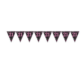 Amscan Guirlande de drapeaux 21 Noir et rose scintillants 4 m | à l'unité