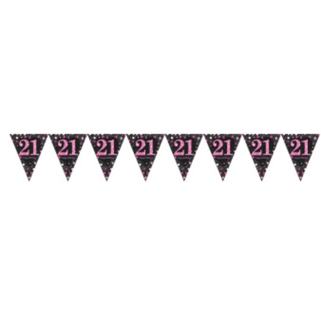 Amscan Flag Garland 21 Sparkling Black-Pink 4 m | per piece