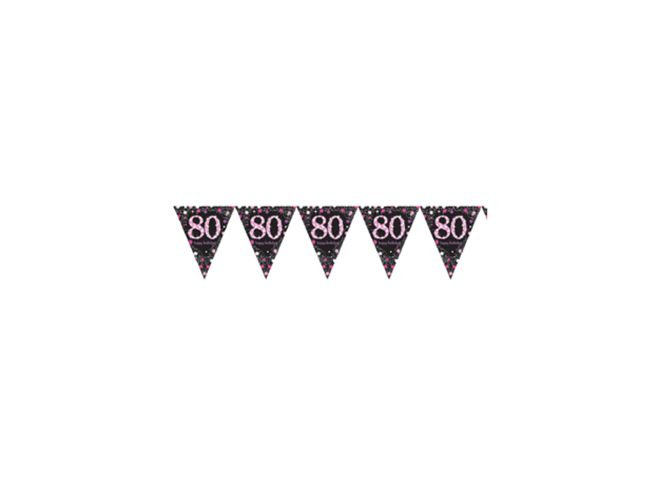Amscan Flaggengirlande 80 Glitzernd Schwarz-Pink 4 m | pro Stück