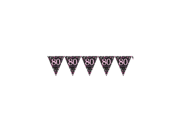 Amscan Flag Garland 80 Sparkling Black-Pink 4 m | per piece