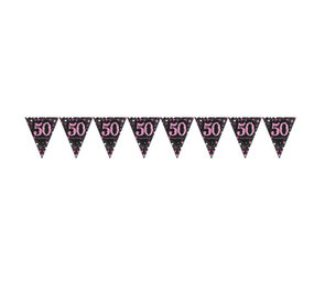 Amscan Flaggengirlande 50 Glitzernde Schwarz-Rosa 4 m | pro Stück