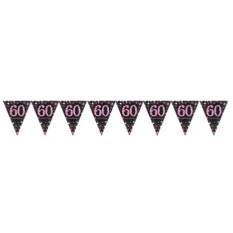 Amscan Flaggengirlande 60 Glitzernd Schwarz-Rosa 4 m | pro Stück