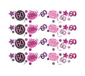 Amscan Konfetti 60 Jahre Funkelndes Schwarz-Pink | 34 Gramm