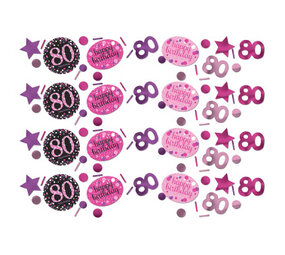 Amscan Konfetti 80 Jahre Funkelndes Schwarz-Pink | 34 Gramm