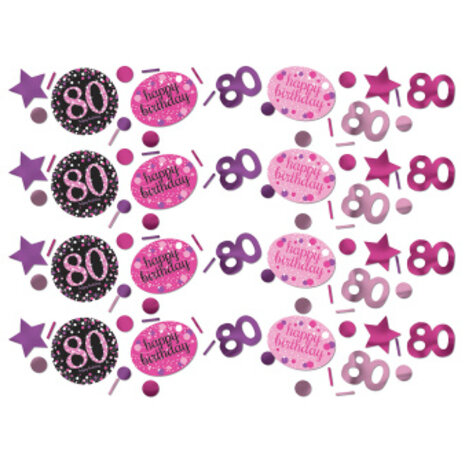 Amscan Confetti 80 Years Sparkling Black-Pink | 34 grams