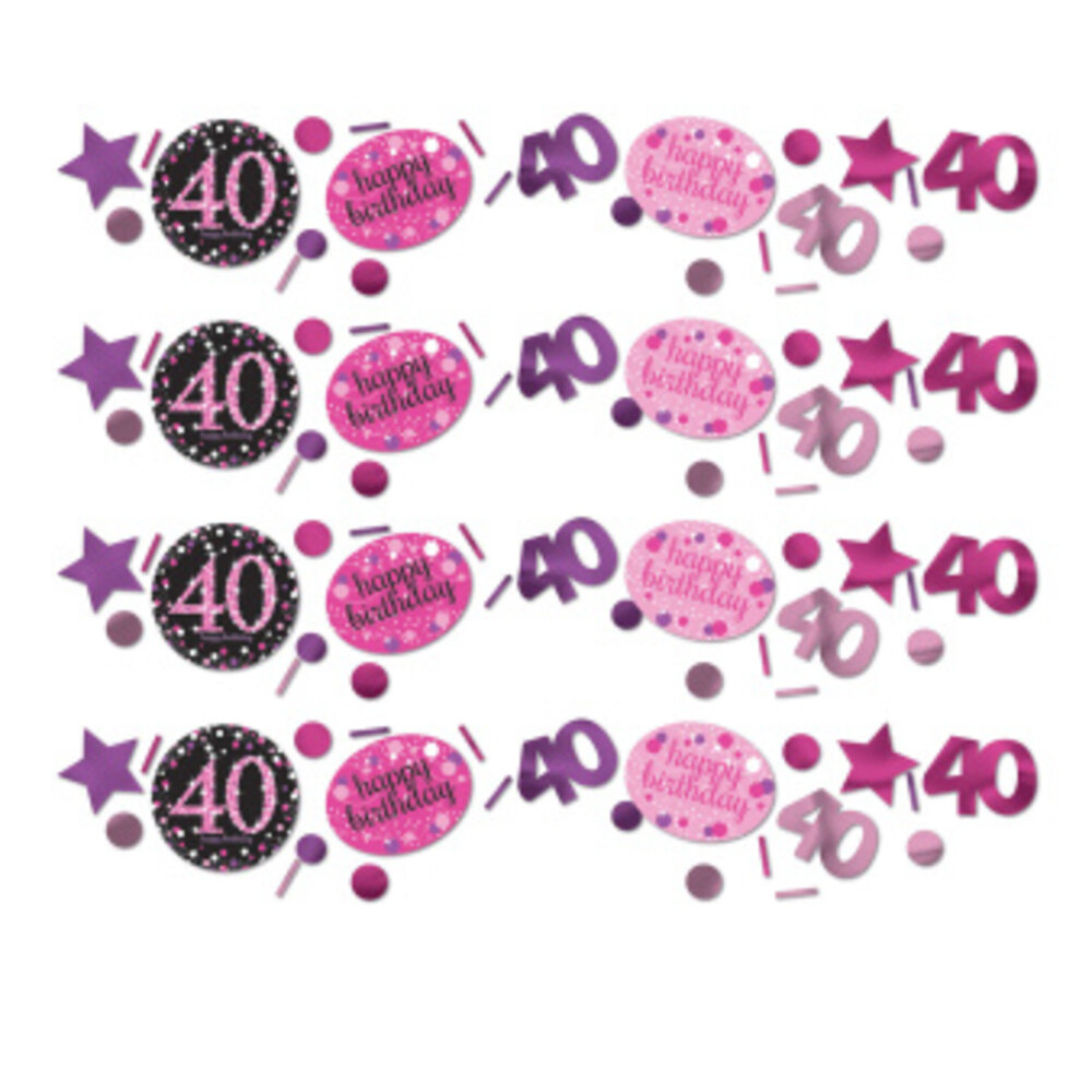 Amscan Confetti 40 ans Noir-Rose Pétillant | 34 grammes