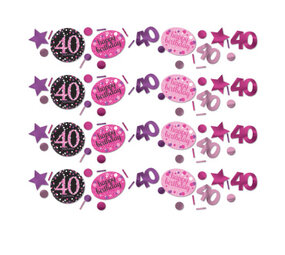 Amscan Confetti 40 jaar Sparkling Zwart-Roze | 34 gram Amscan Confetti 40 jaar Sparkling Zwart-Roze | 34 gram