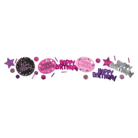 Amscan Confetti Happy Birthday Sparkling Black-Pink | 34 grams
