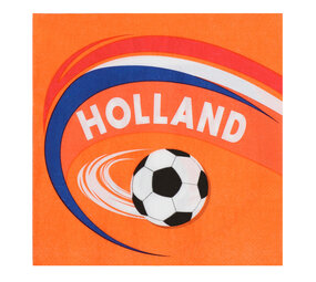 Boland Servetten Holland Voetbal Oranje 33x33cm | 20 stuks Boland Servetten Holland Voetbal Oranje 33x33cm | 20 stuks