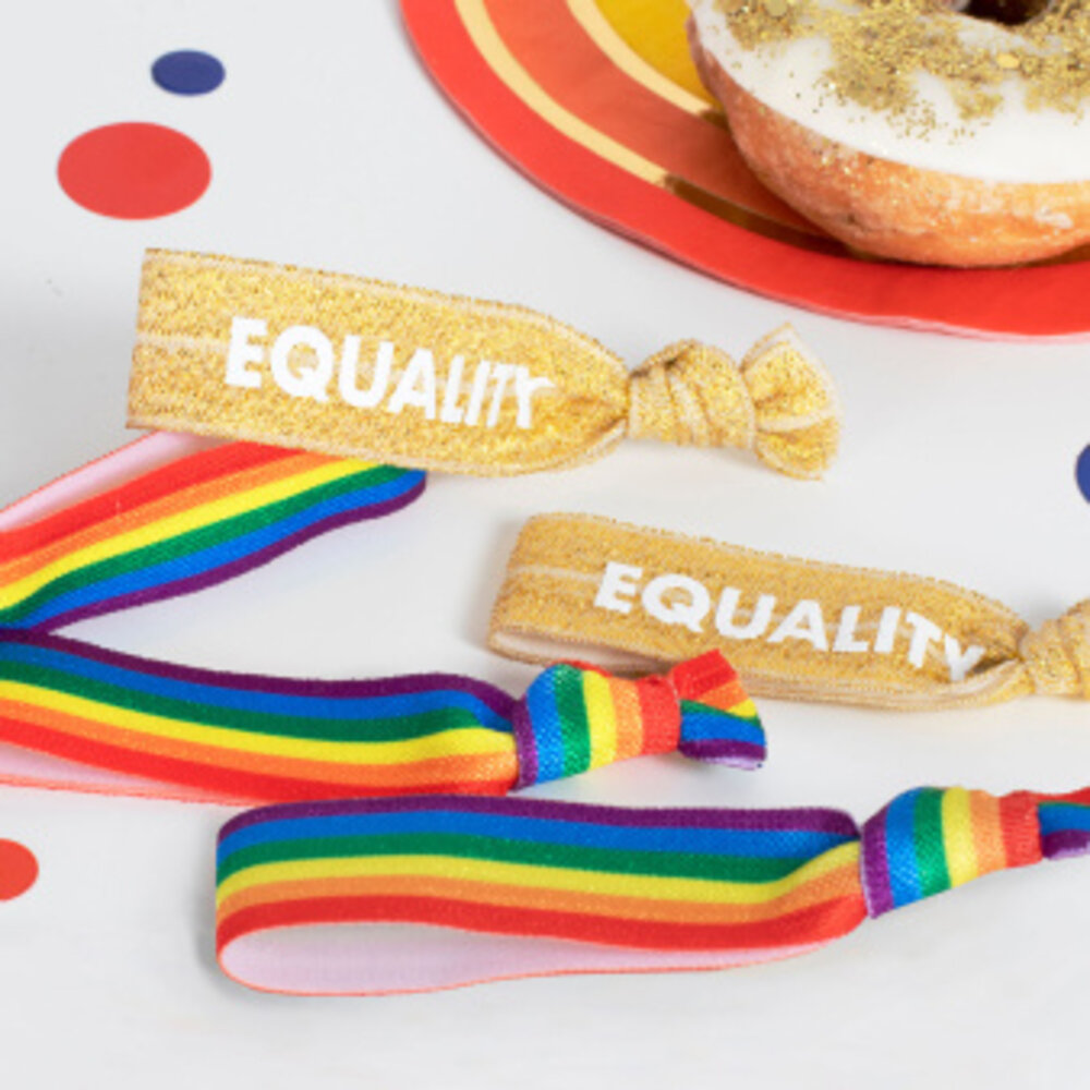 Ginger Ray Rainbow & Gold Elastic Wristbands | 5 pieces