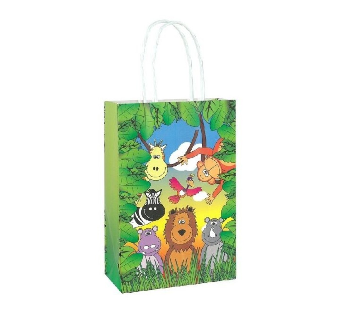 Henbrandt Sachets cadeaux animaux de la jungle 16 x 22 cm | 12 pièces