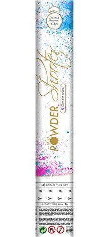 Haza - Witbaard Poeder shooter Gender Reveal 30cm | blauw | per stuk Haza - Witbaard Poeder shooter Gender Reveal 30cm | blauw | per stuk