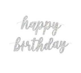 Unique Party Happy Birthday Letter Garland Silver Glitz | 84cm