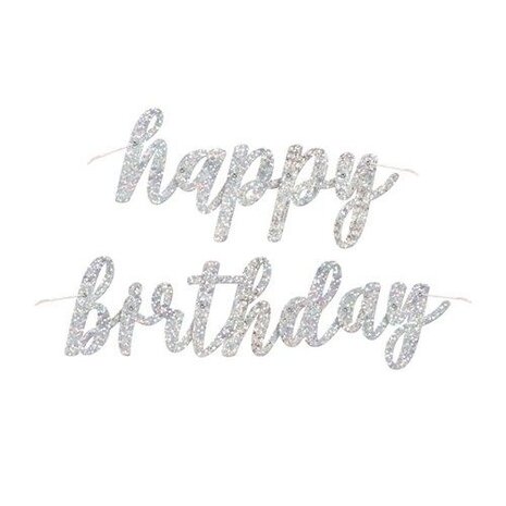 Unique Party Happy Birthday Letter Garland Silver Glitz | 84cm