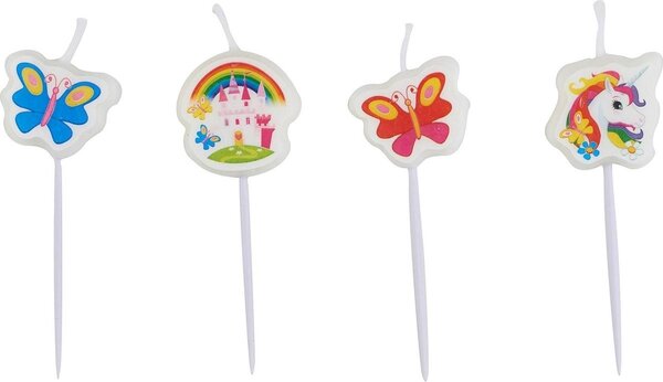 Riethmüller Bougies gâteau licorne arc-en-ciel 7,5 cm | 4 pièces