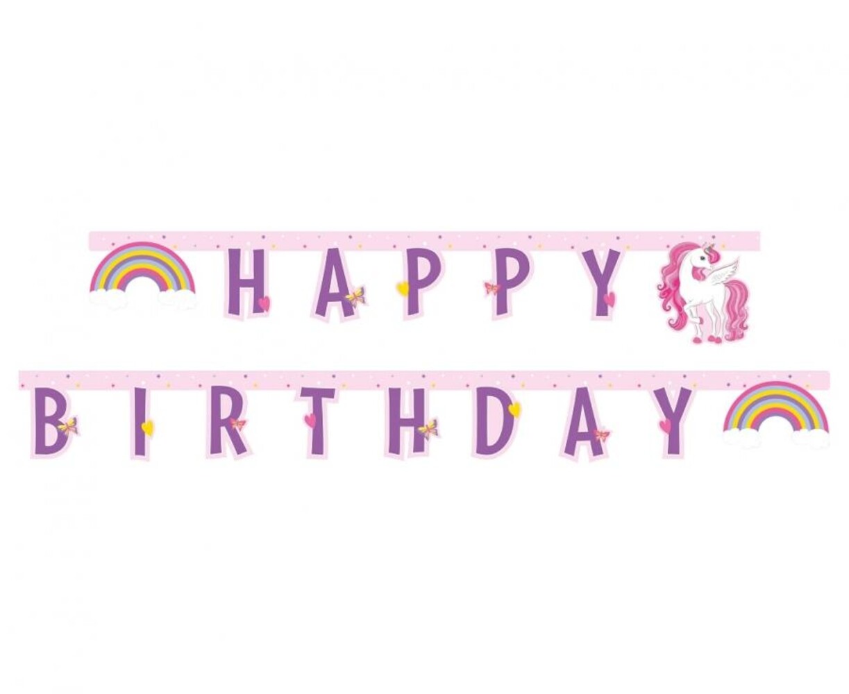 Procos Party Unicorn Rainbow Colors Letter Garland 185cm | per piece