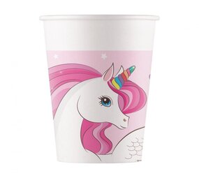 Procos Party Einhorn-Regenbogen-Tassen 200 ml | 8 Stück
