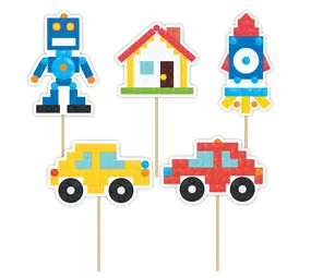 Tuf-Tuf Block Party Taart Toppers 6cm | 5 stuks Tuf-Tuf Block Party Taart Toppers 6cm | 5 stuks