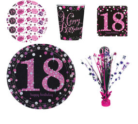 Tuf-Tuf 18 jaar Sparkling Roze Tafeldecoratie Pakket | 34-delig